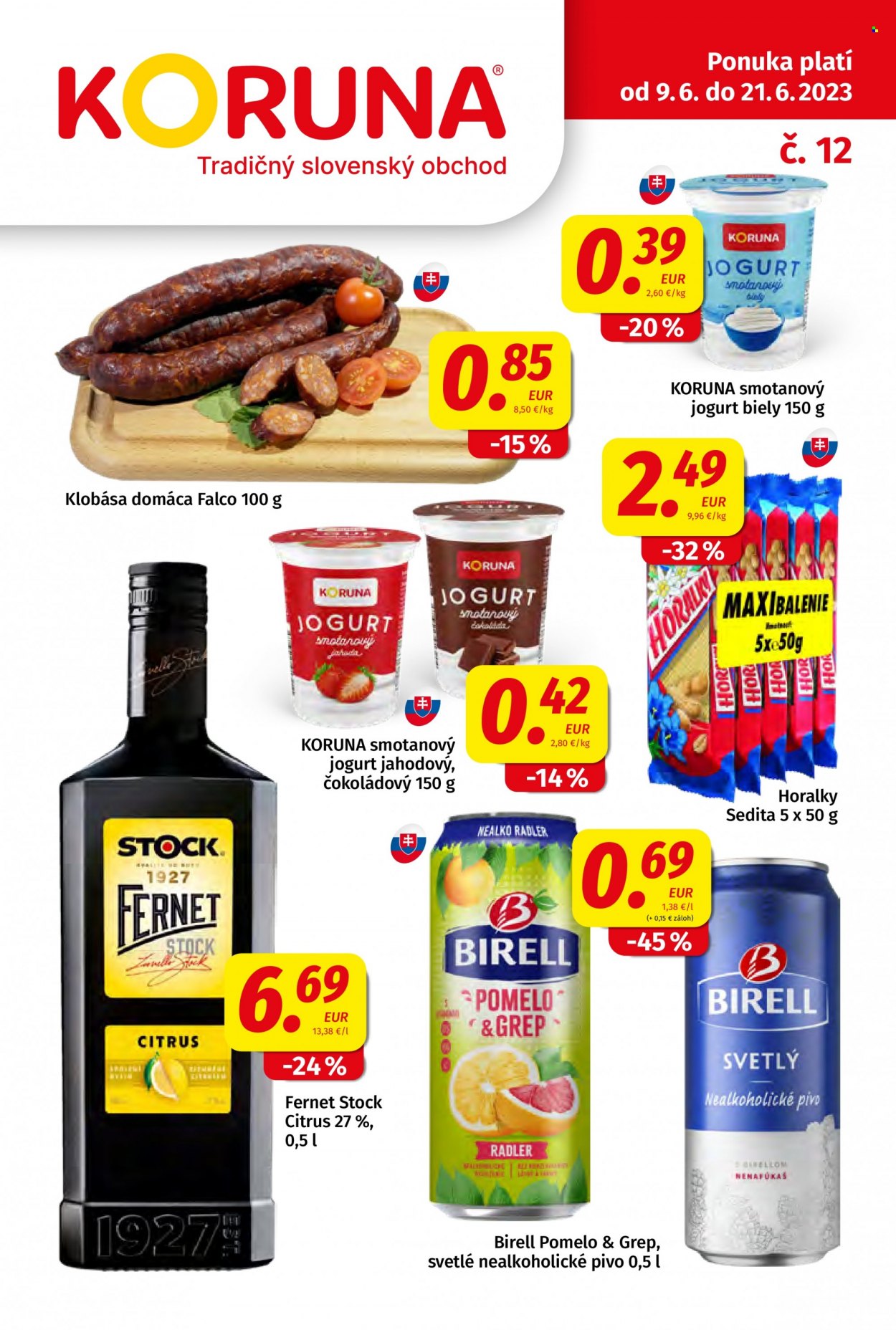 Leták Potraviny KORUNA - 9.6.2023 - 21.6.2023. Strana 1