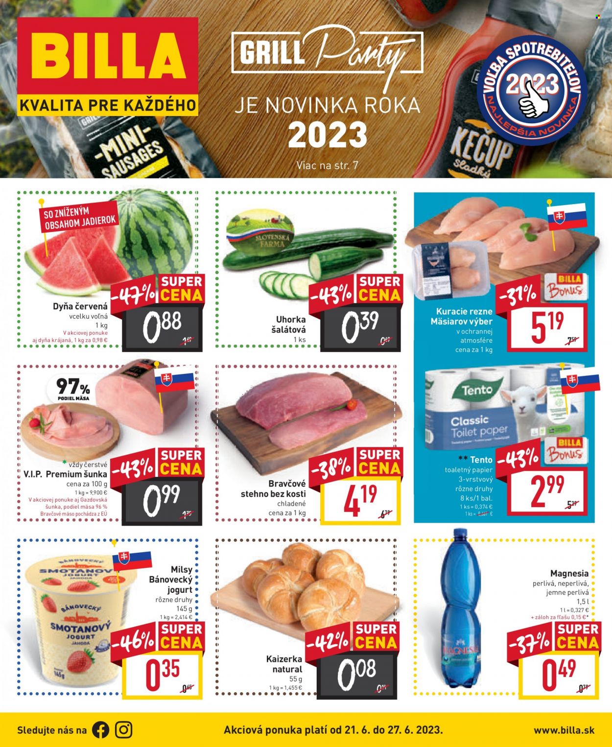 Leták Billa - 21.6.2023 - 27.6.2023. Strana 1