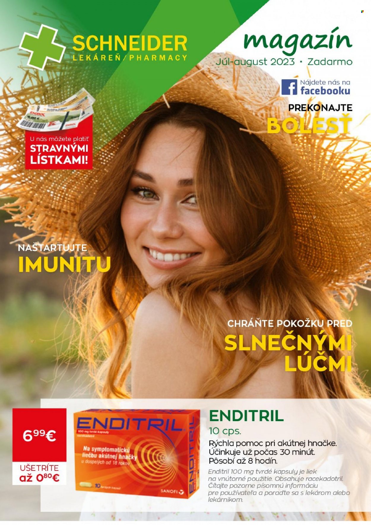 Leták Schneider Lekáreň - 1.7.2023 - 31.8.2023. Strana 1