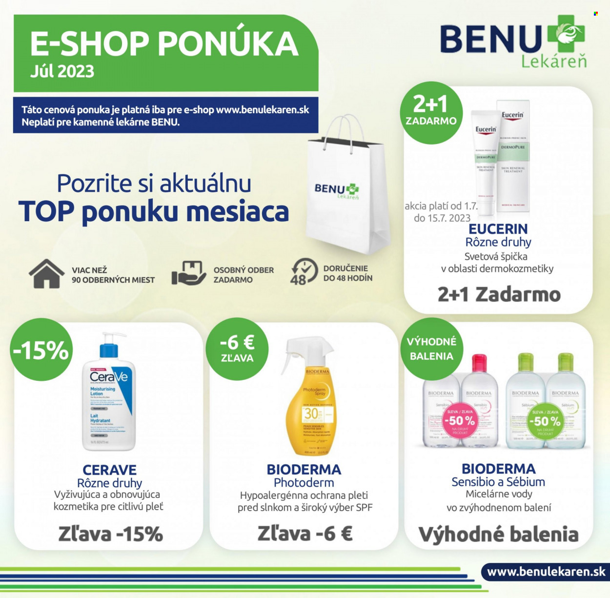 Leták BENU Lekáreň - 1.7.2023 - 31.7.2023. Strana 1