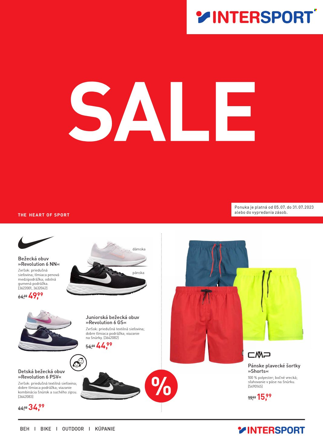 Leták Intersport - 5.7.2023 - 31.7.2023. Strana 1