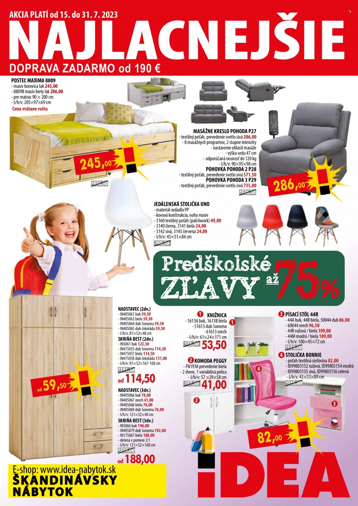 Leták IDEA nábytok - 15.7.2023 - 31.7.2023. Strana 1