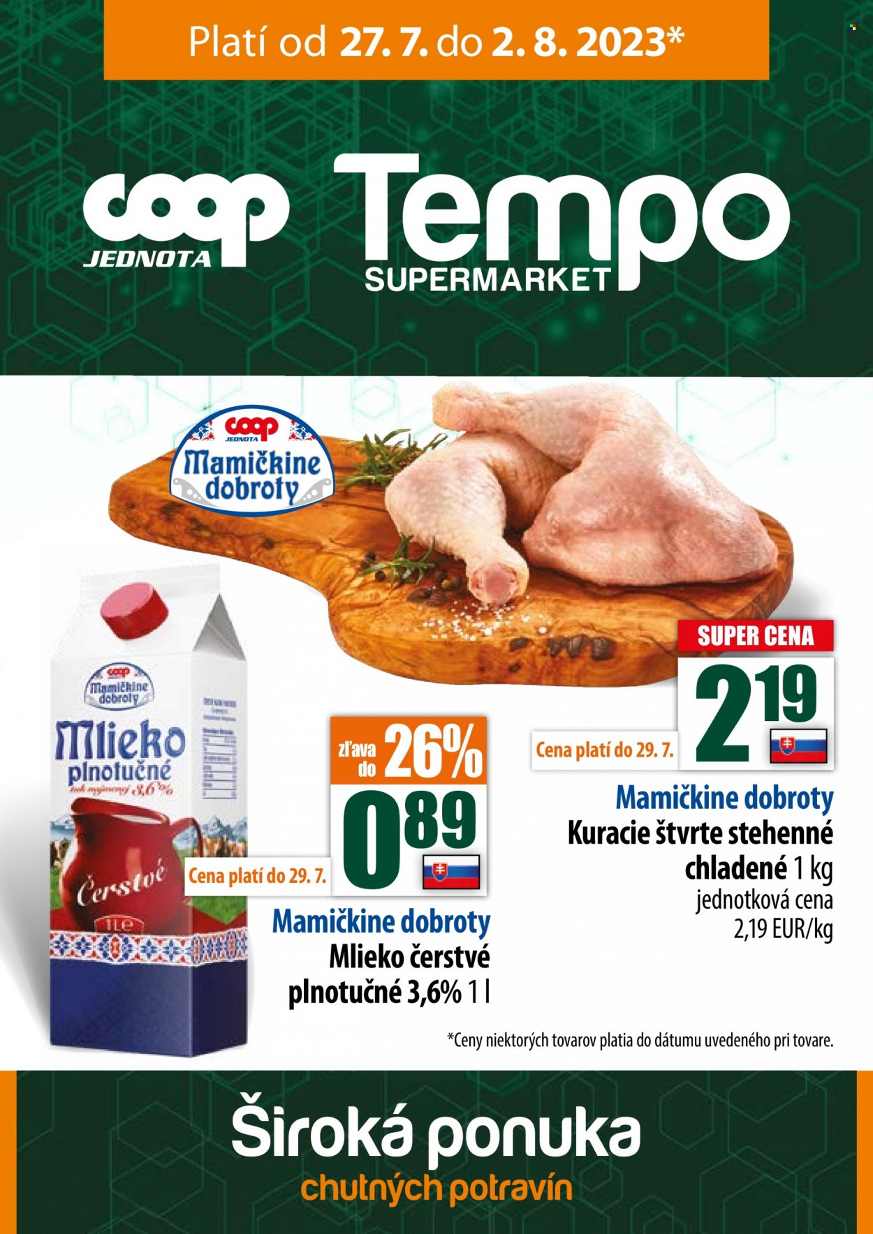 Leták COOP Jednota - 27.7.2023 - 2.8.2023. Strana 1
