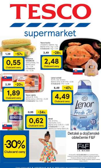 Leták TESCO supermarket - 2.8.2023 - 8.8.2023.
