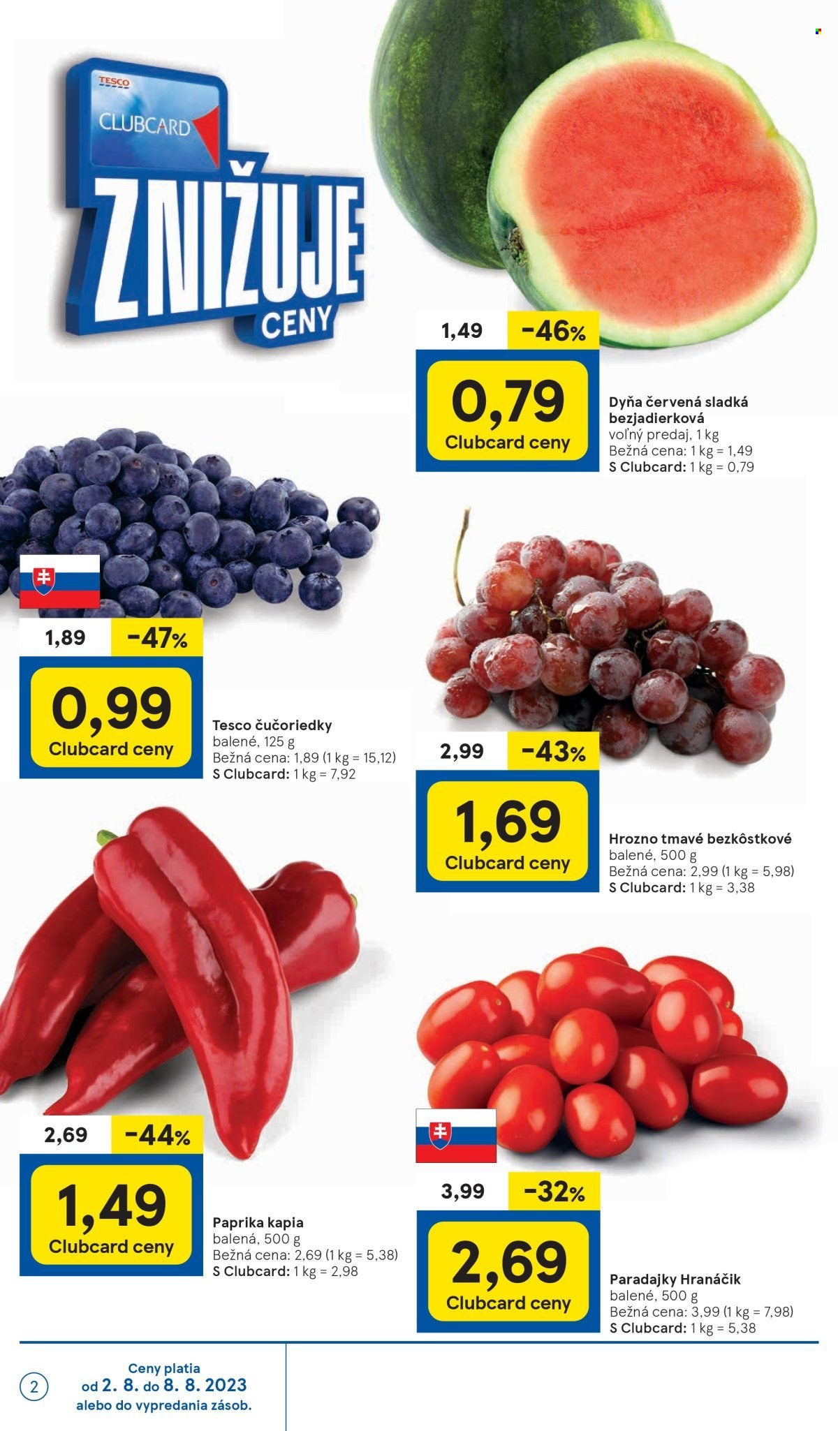 Leták TESCO supermarket - 2.8.2023 - 8.8.2023. Strana 2