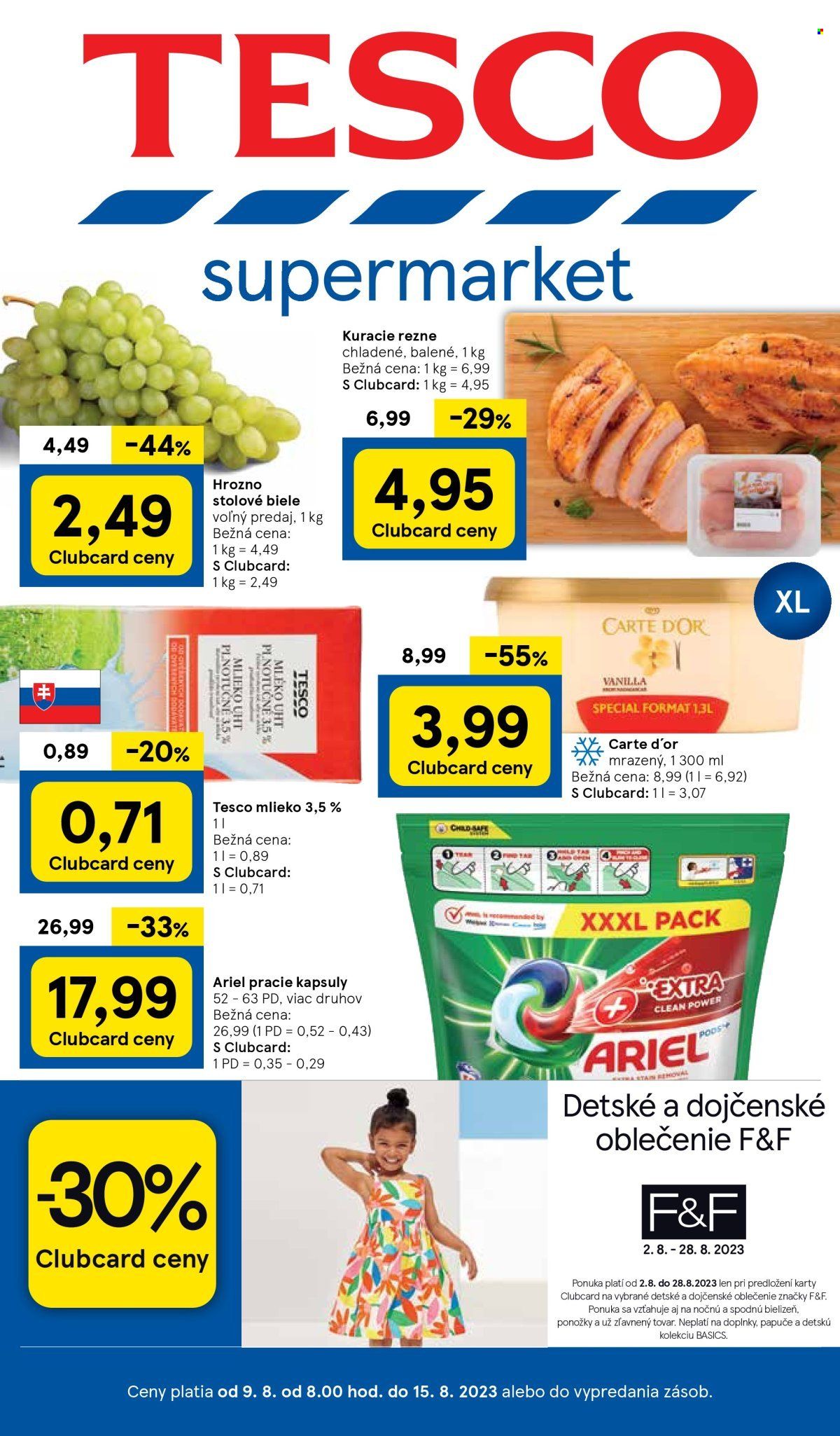 Leták TESCO supermarket - 9.8.2023 - 15.8.2023. Strana 1