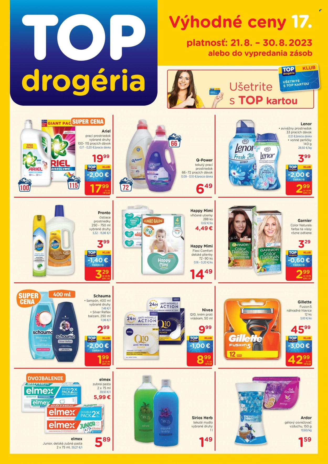 Leták TOP drogéria - 21.8.2023 - 30.8.2023. Strana 1