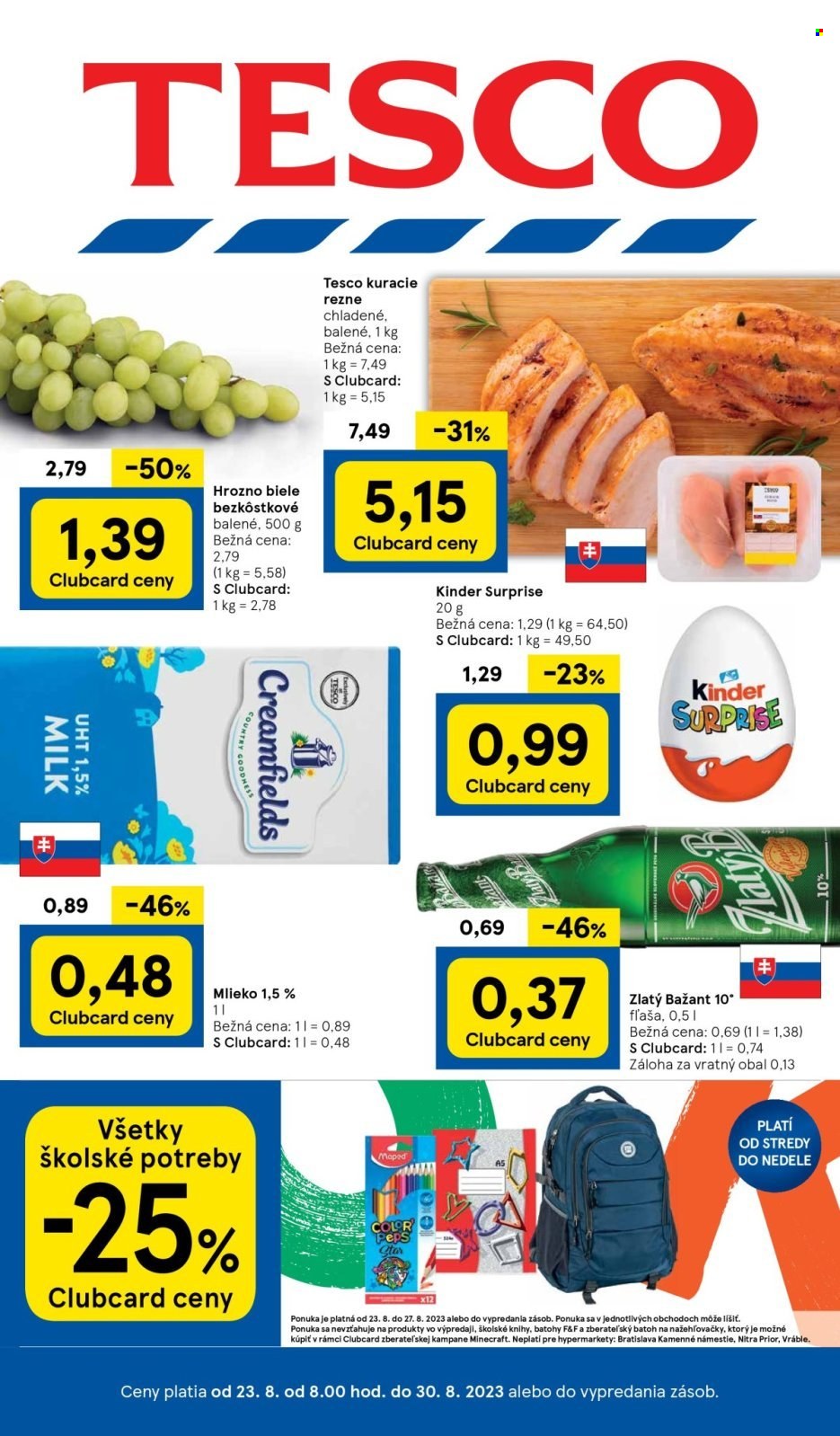 Leták TESCO - 23.8.2023 - 30.8.2023. Strana 1