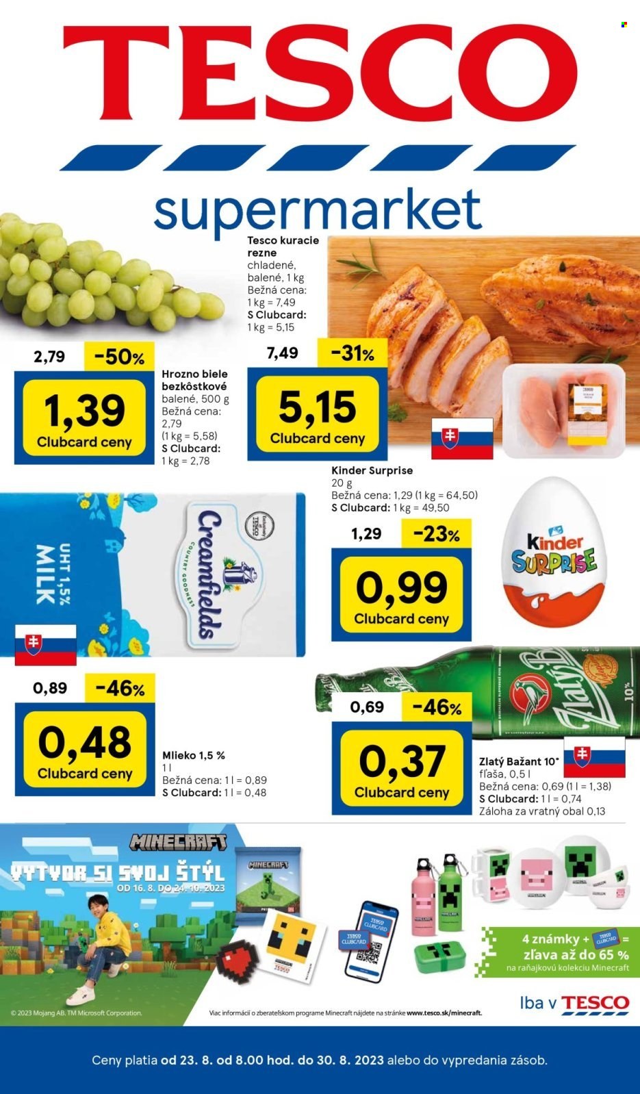 Leták TESCO supermarket - 23.8.2023 - 30.8.2023. Strana 1
