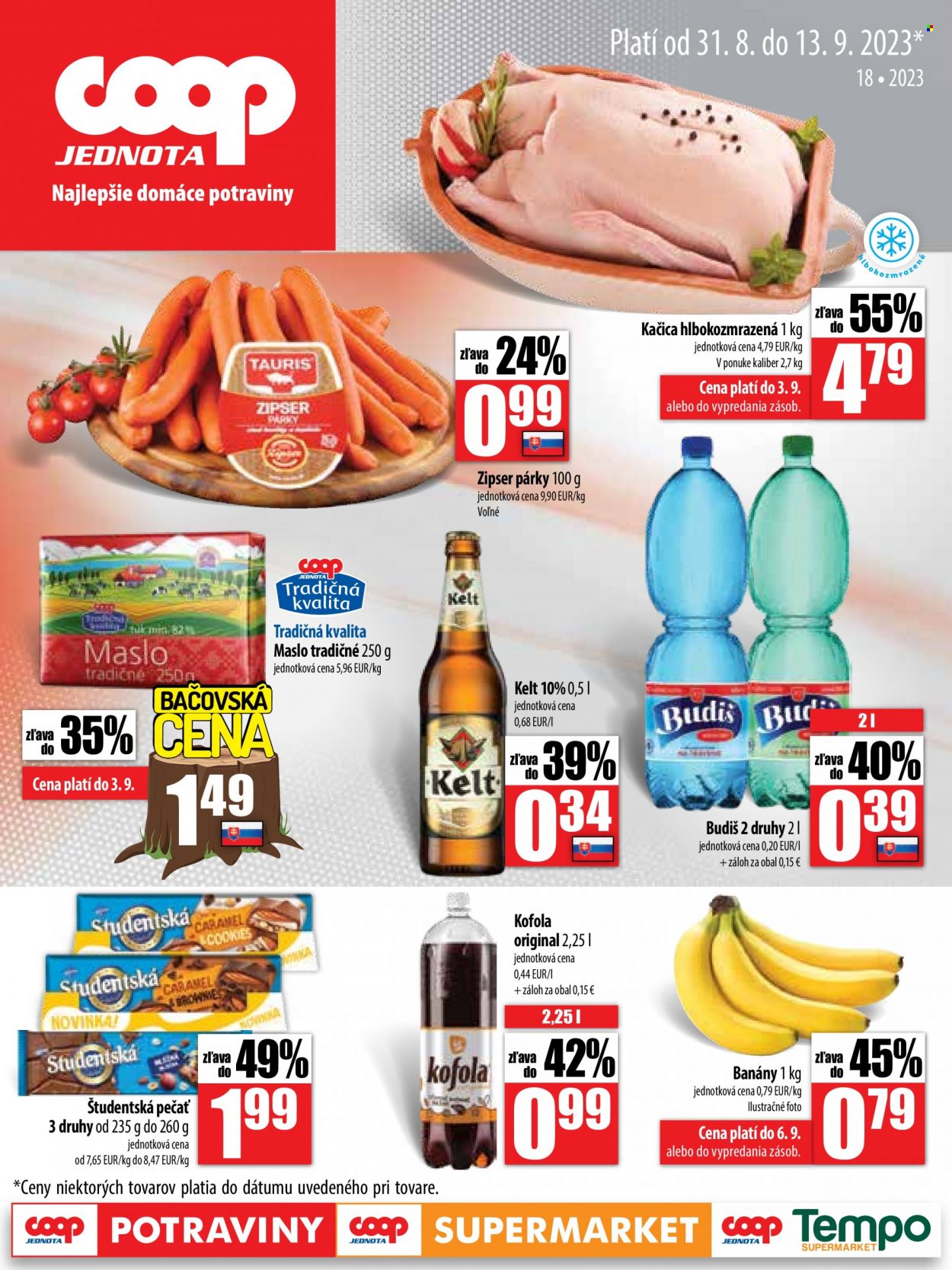 Leták COOP Jednota - 31.8.2023 - 13.9.2023. Strana 1