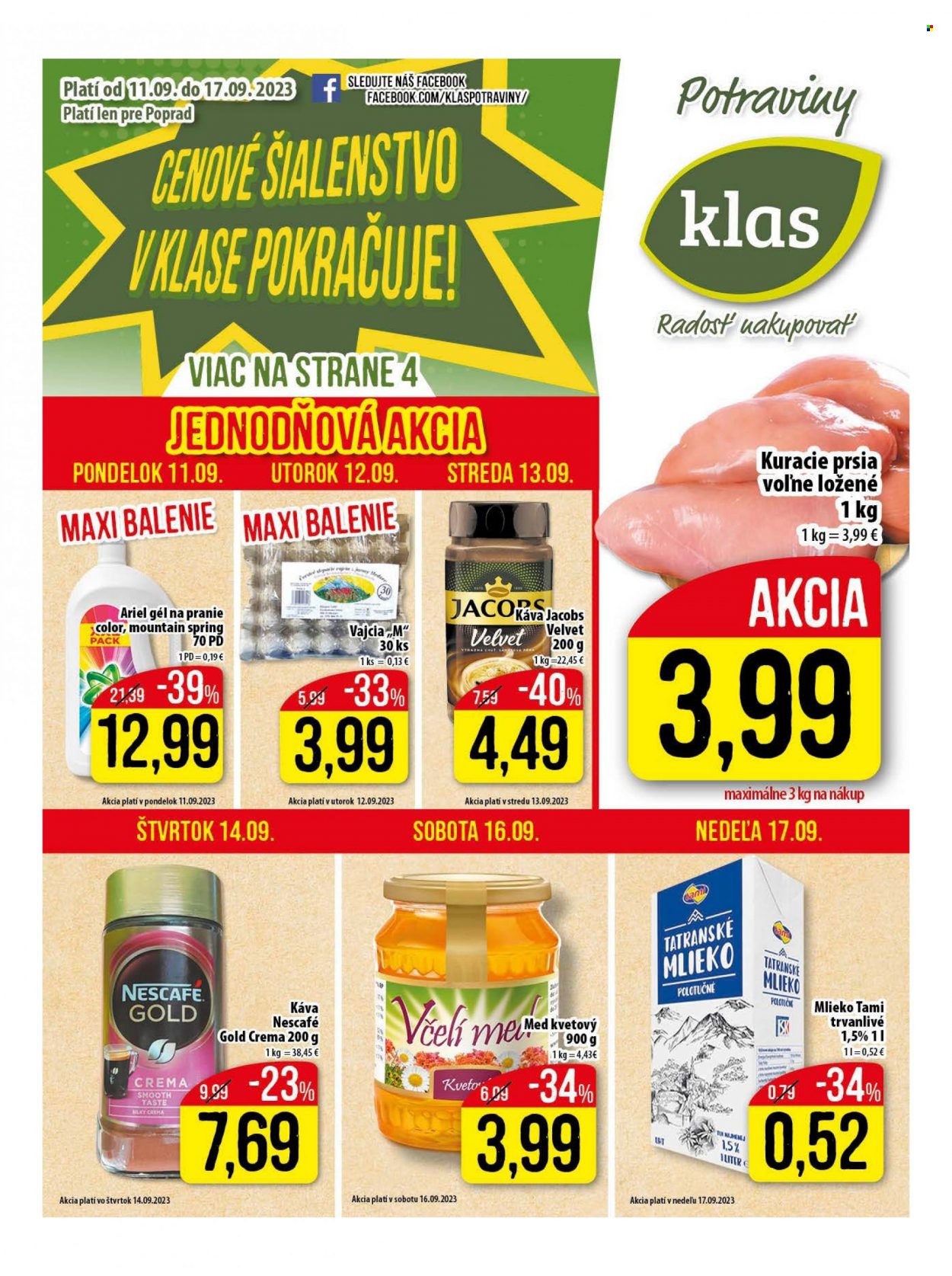 Leták Klas - 11.9.2023 - 17.9.2023. Strana 1