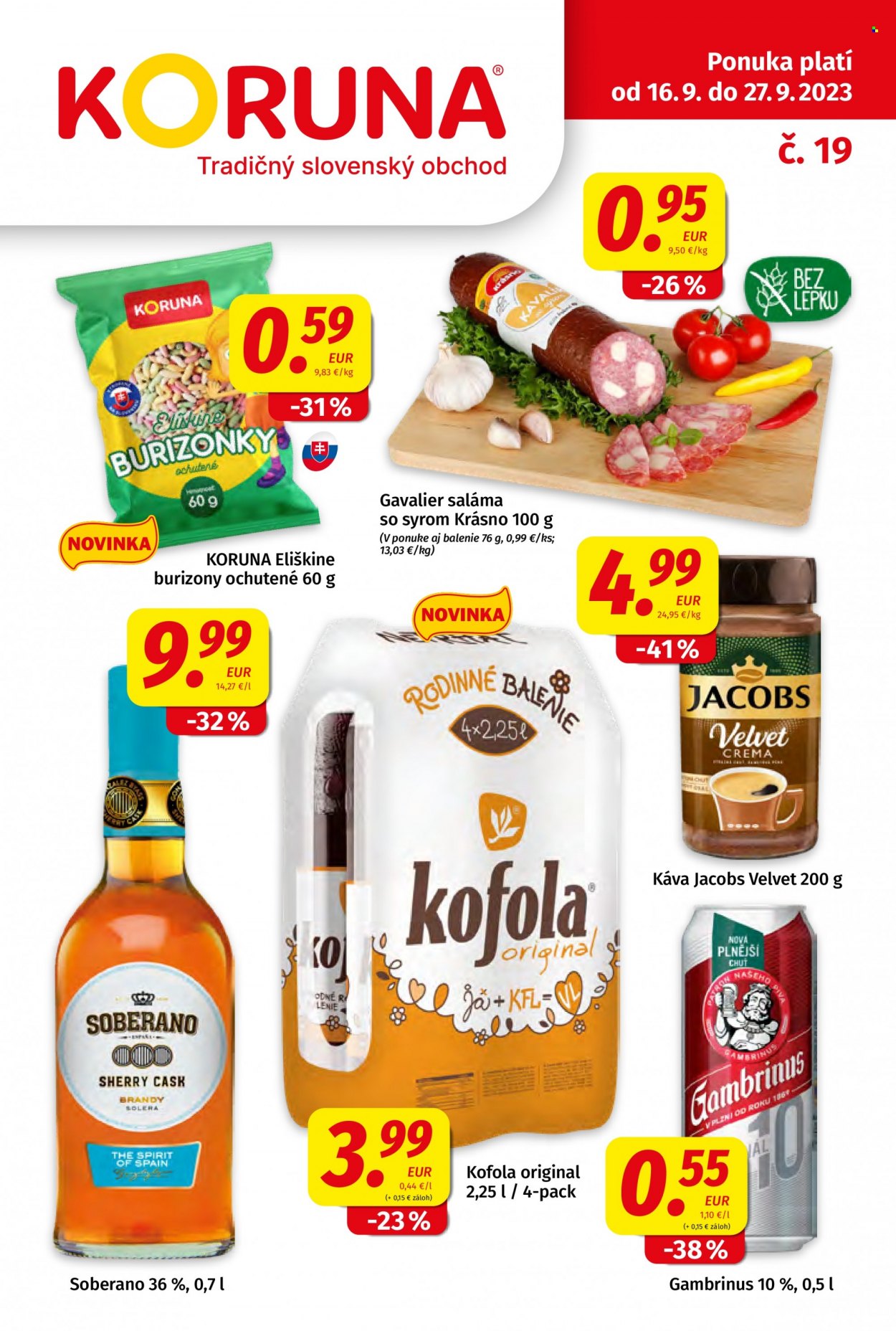 Leták Potraviny KORUNA - 16.9.2023 - 27.9.2023. Strana 1