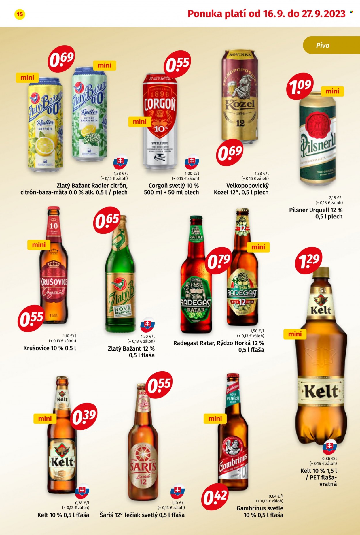 Leták Potraviny KORUNA - 16.9.2023 - 27.9.2023. Strana 15