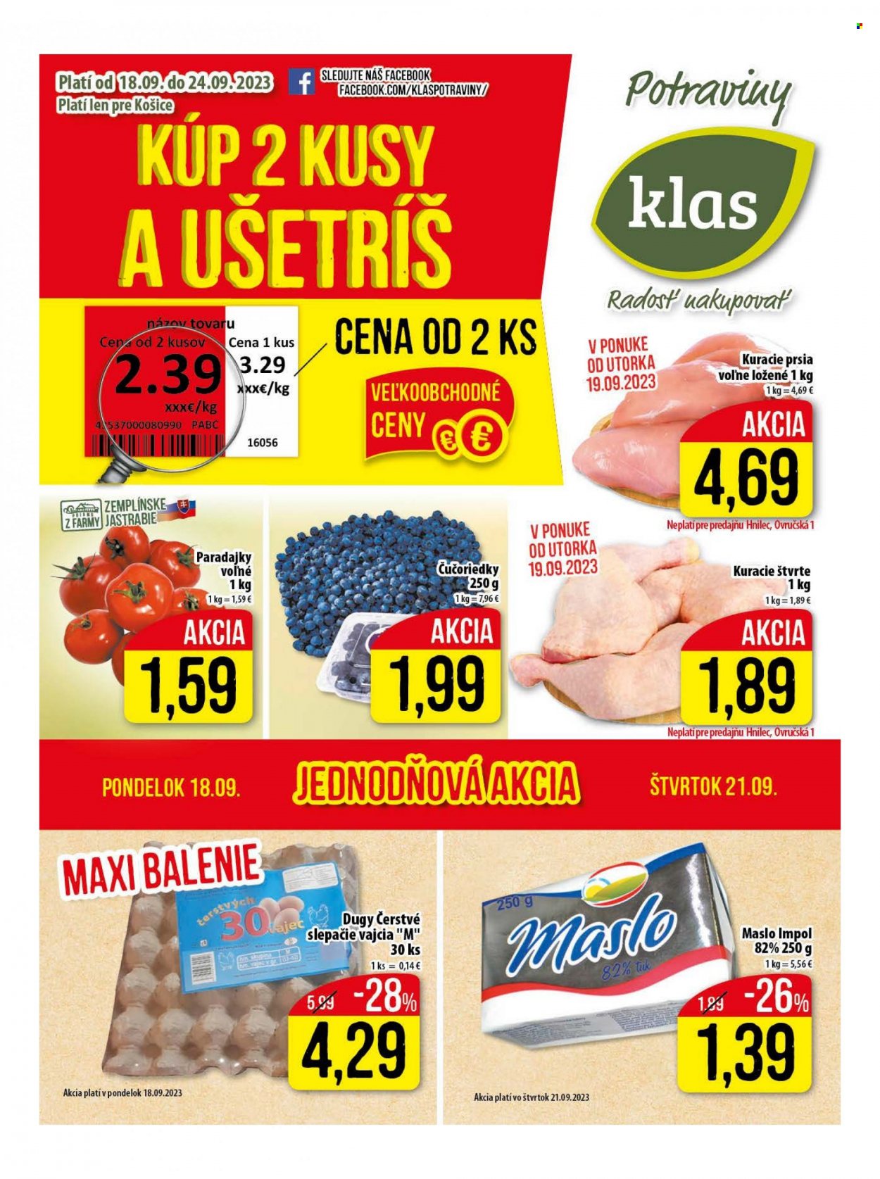 Leták Klas - 18.9.2023 - 24.9.2023. Strana 1