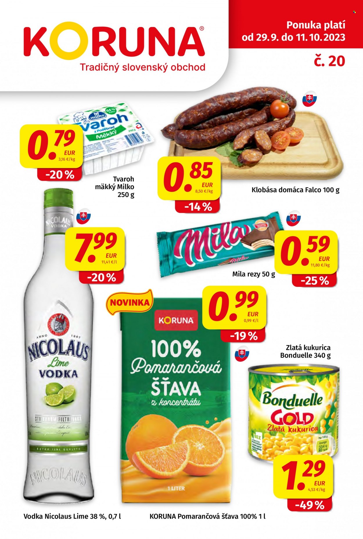 Leták Potraviny KORUNA - 29.9.2023 - 11.10.2023. Strana 1