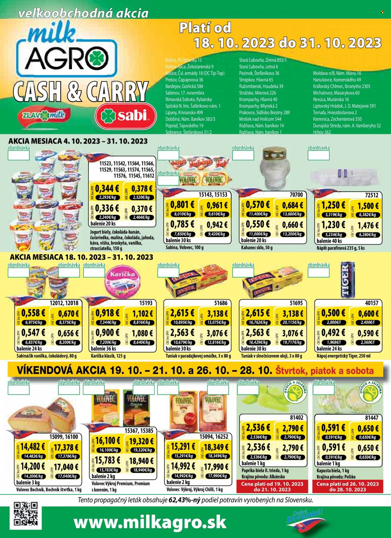 Leták Milk AGRO - 18.10.2023 - 31.10.2023. Strana 1