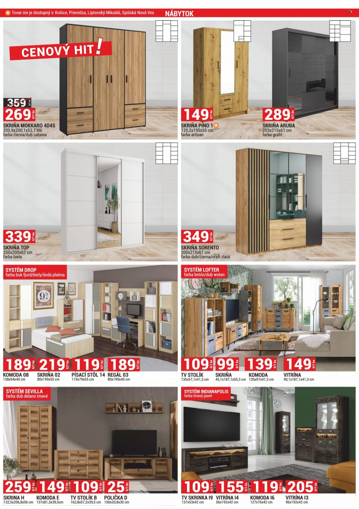 thumbnail - Leták Merkury Market - 2.11.2023 - 30.11.2023 - Produkty v akcii - stôl, vitrína, tv stolík, stolík, komoda, tv skrinka, regál, skriňa, písací stôl, betón. Strana 17.