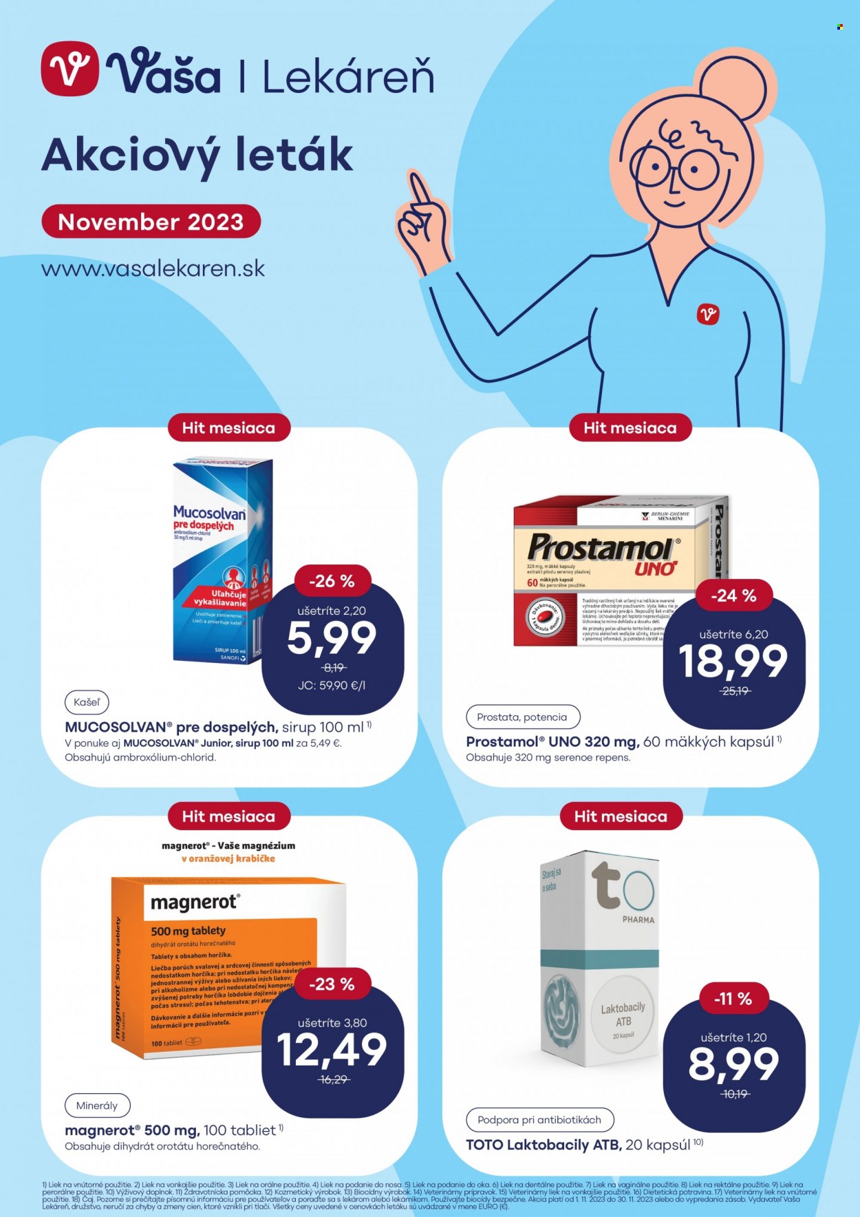 Leták Vaša lekáreň - 1.11.2023 - 30.11.2023. Strana 1