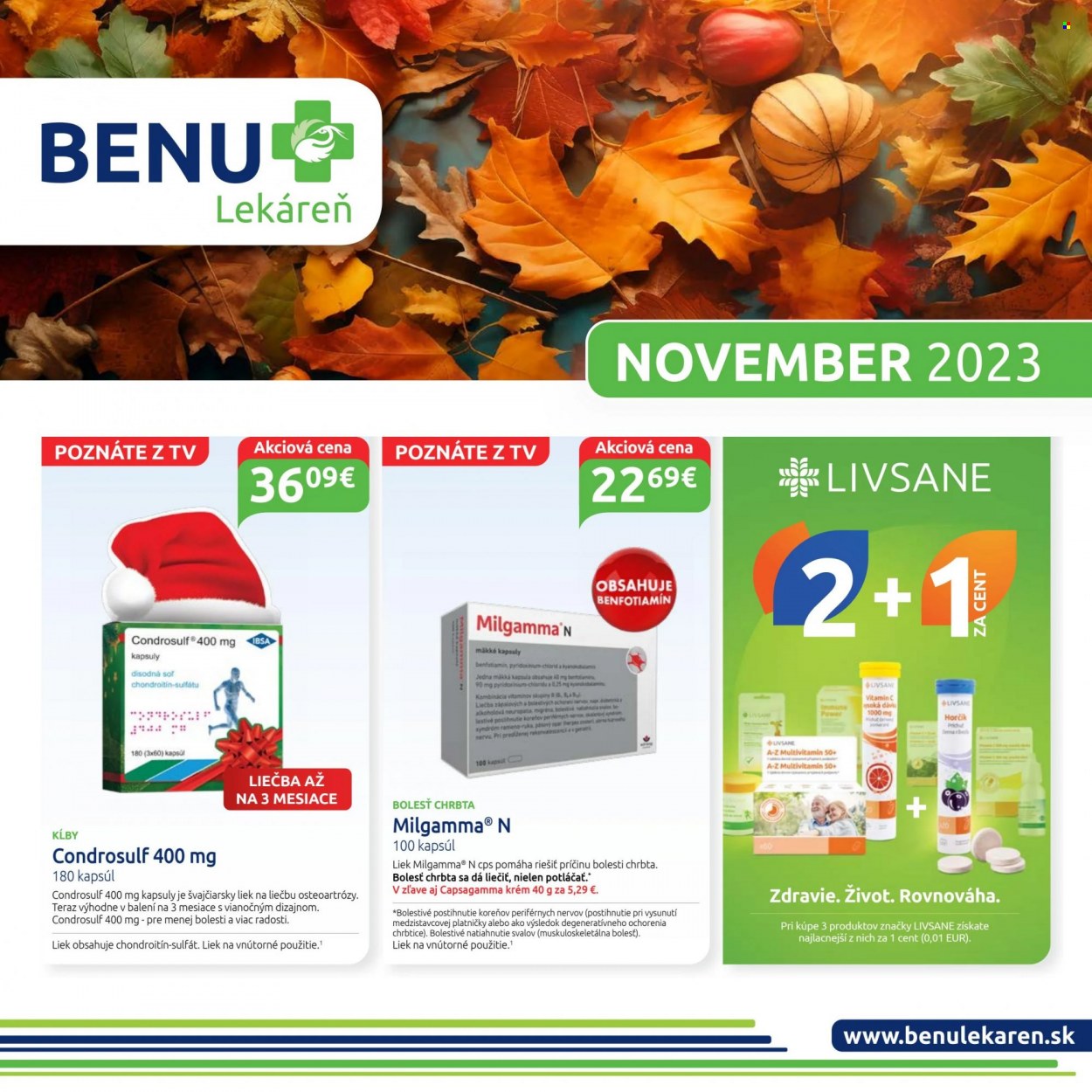 Leták BENU Lekáreň - 1.11.2023 - 30.11.2023. Strana 1