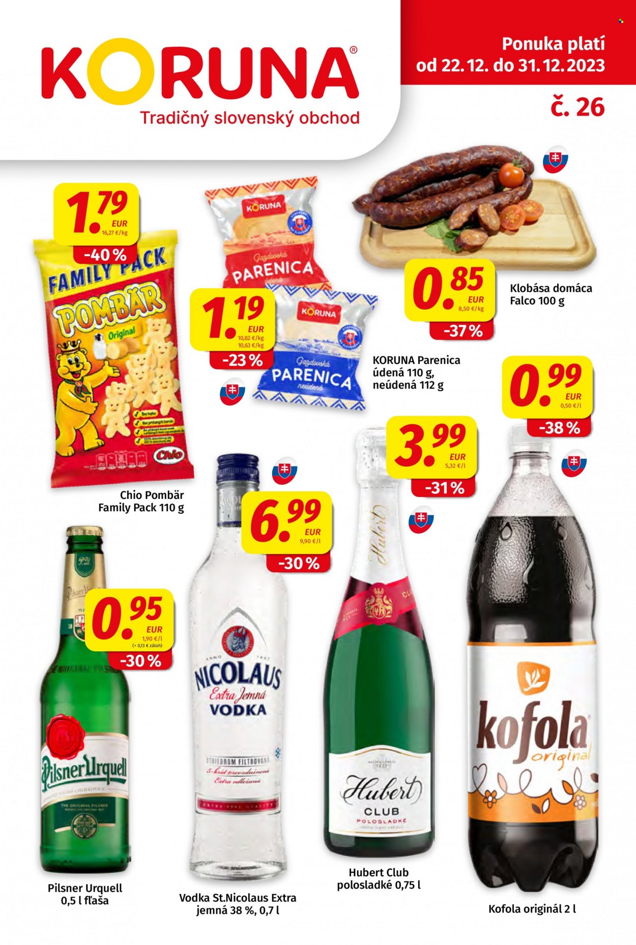Leták Potraviny KORUNA - 22.12.2023 - 31.12.2023. Strana 1