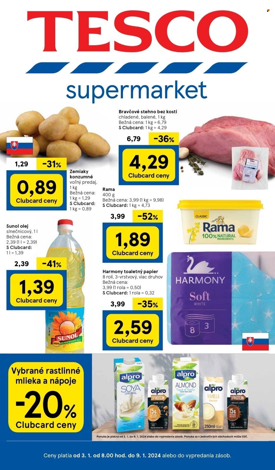 Leták TESCO supermarket - 3.1.2024 - 9.1.2024. Strana 1