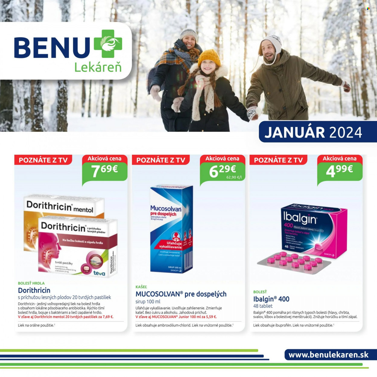 Leták BENU Lekáreň - 1.1.2024 - 31.1.2024. Strana 1
