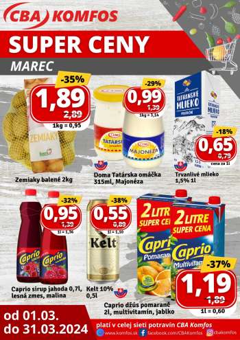 Leták CBA Komfos - 1.3.2024 - 31.3.2024.