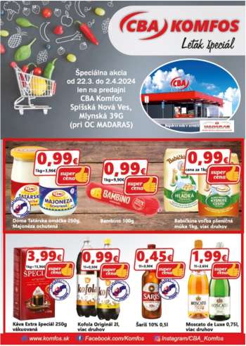 Leták CBA Komfos - 22.3.2024 - 2.4.2024.