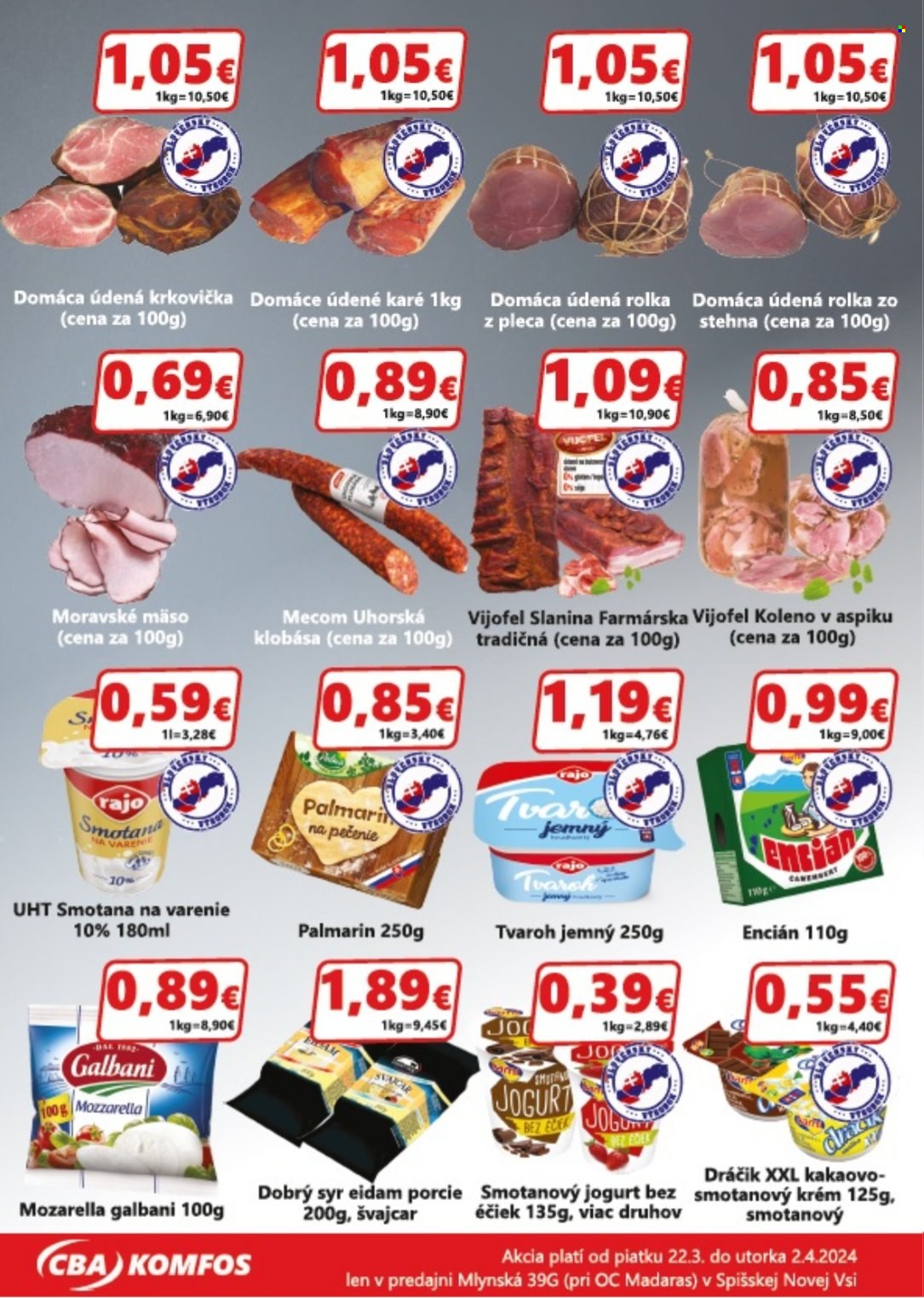 Leták CBA Komfos - 22.3.2024 - 2.4.2024. Strana 2