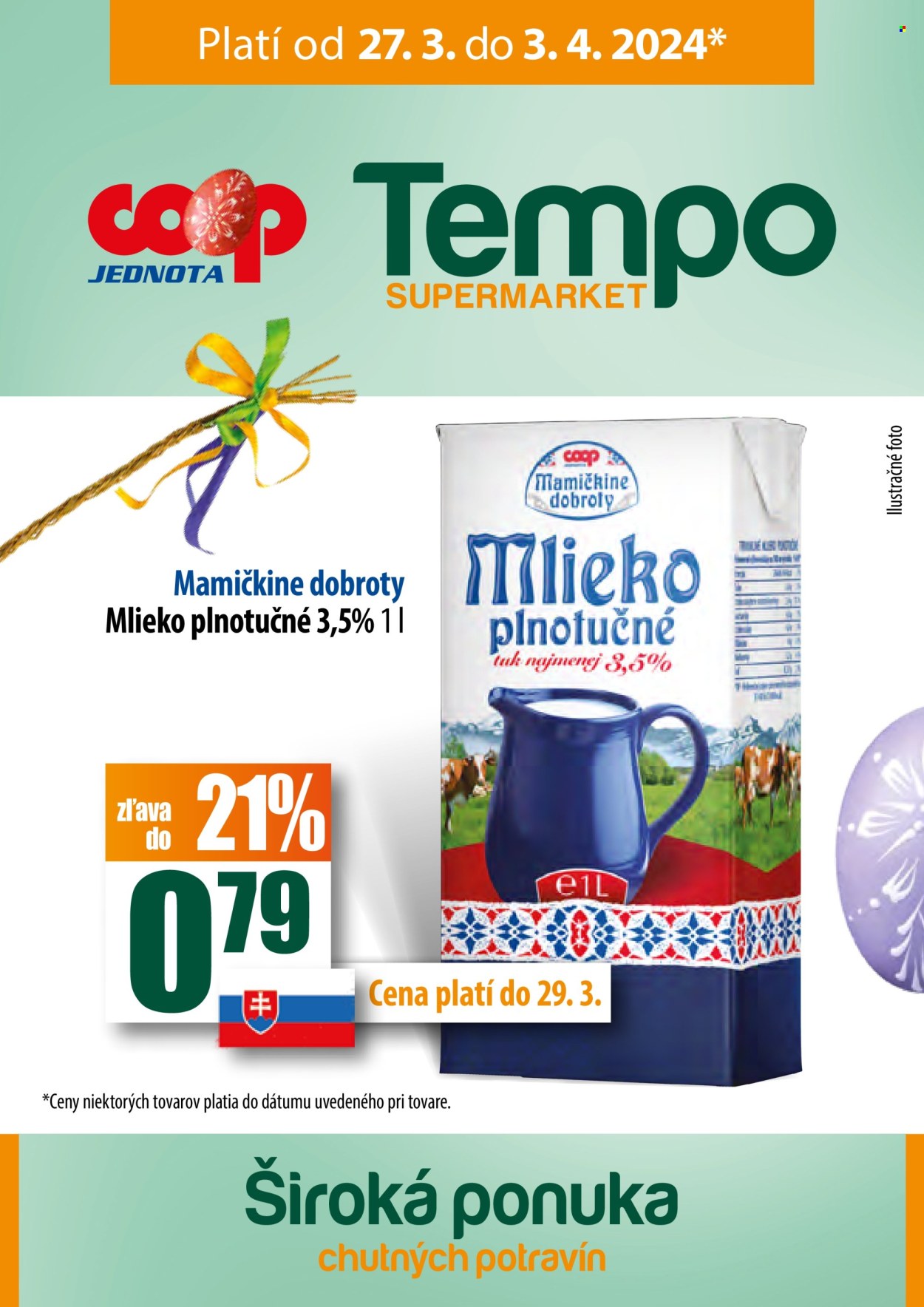 Leták COOP Jednota - 27.3.2024 - 3.4.2024. Strana 1