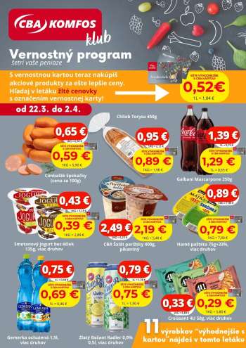 Leták CBA Komfos - 22.3.2024 - 2.4.2024.