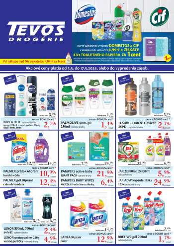 Leták Tevos Drogérie - 3.5.2024 - 17.5.2024.