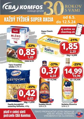 Leták CBA Komfos - 6.5.2024 - 12.5.2024.