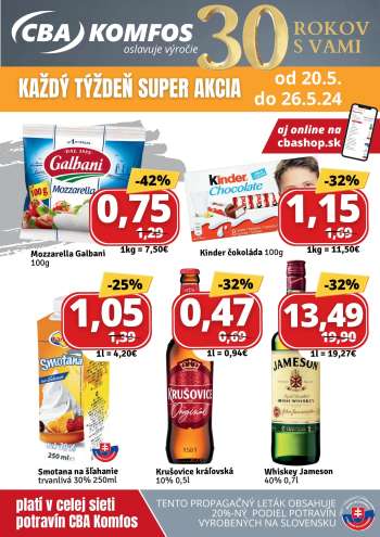 Leták CBA Komfos - 20.5.2024 - 26.5.2024.
