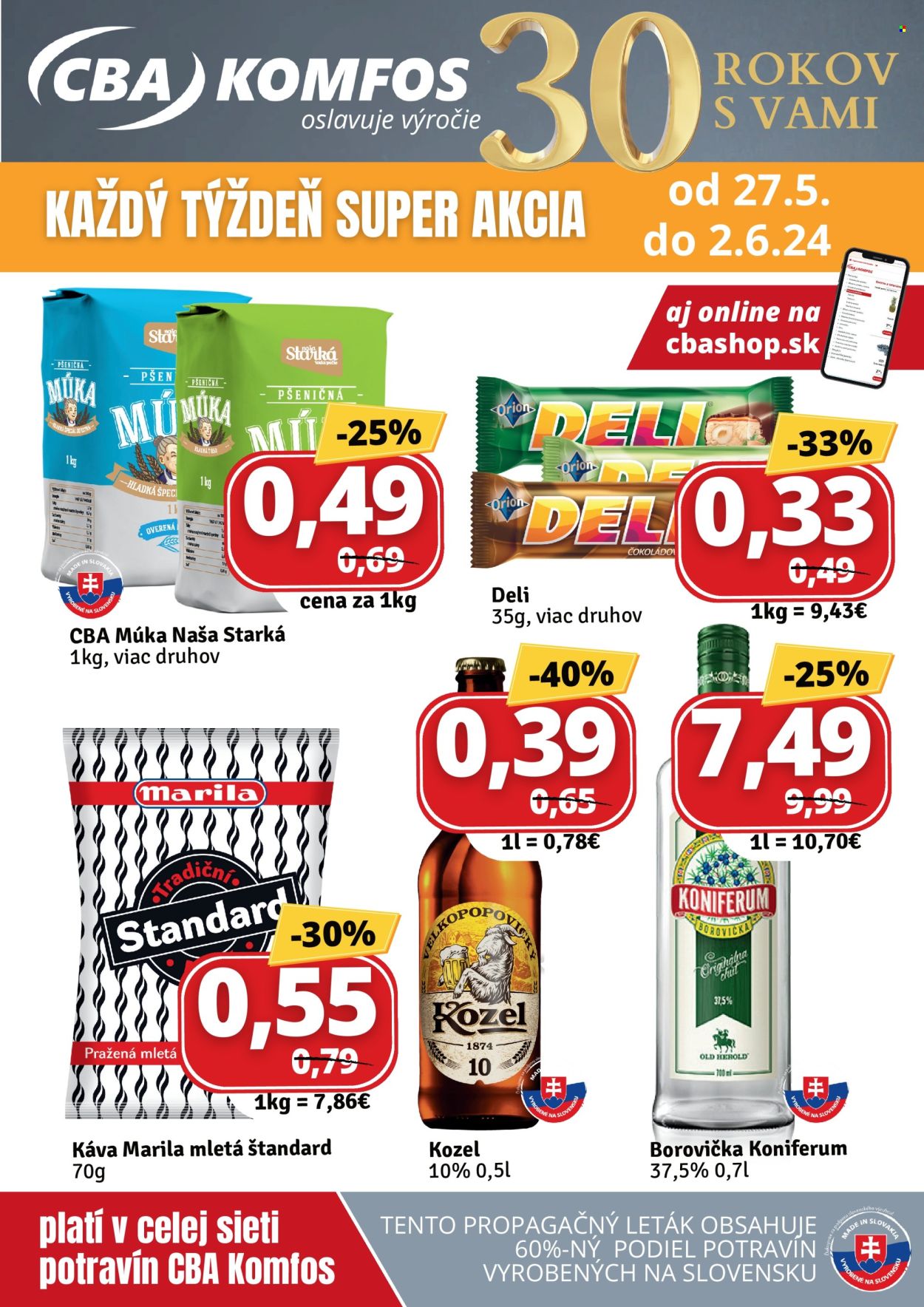 Leták CBA Komfos - 27.5.2024 - 2.6.2024. Strana 1