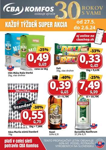 Leták CBA Komfos - 27.5.2024 - 2.6.2024.
