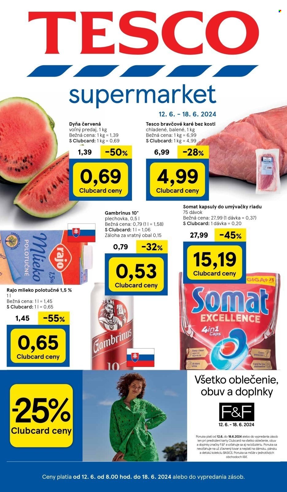 Leták TESCO supermarket - 12.6.2024 - 18.6.2024. Strana 1
