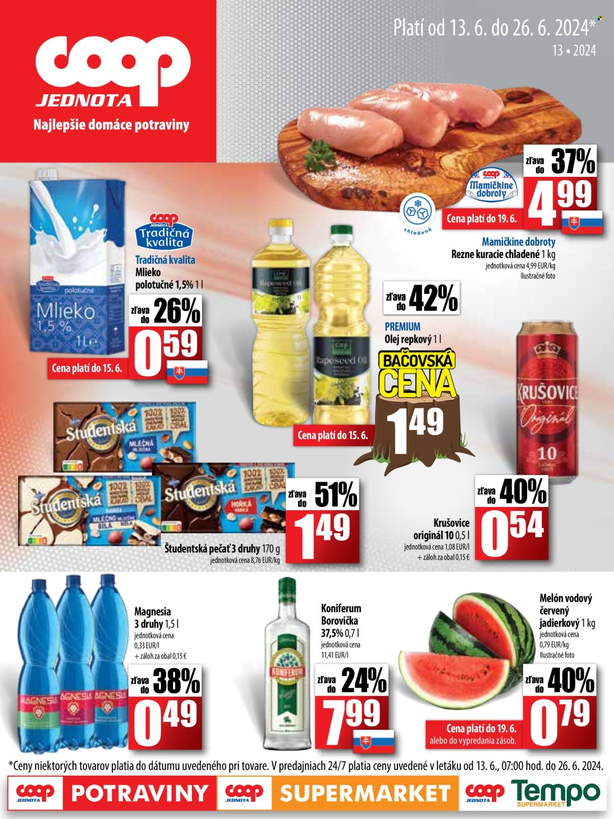 Leták COOP Jednota - 13.6.2024 - 26.6.2024. Strana 1