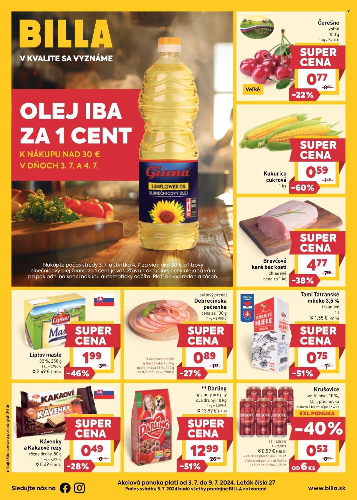 Leták Billa - 3.7.2024 - 9.7.2024. Strana 1