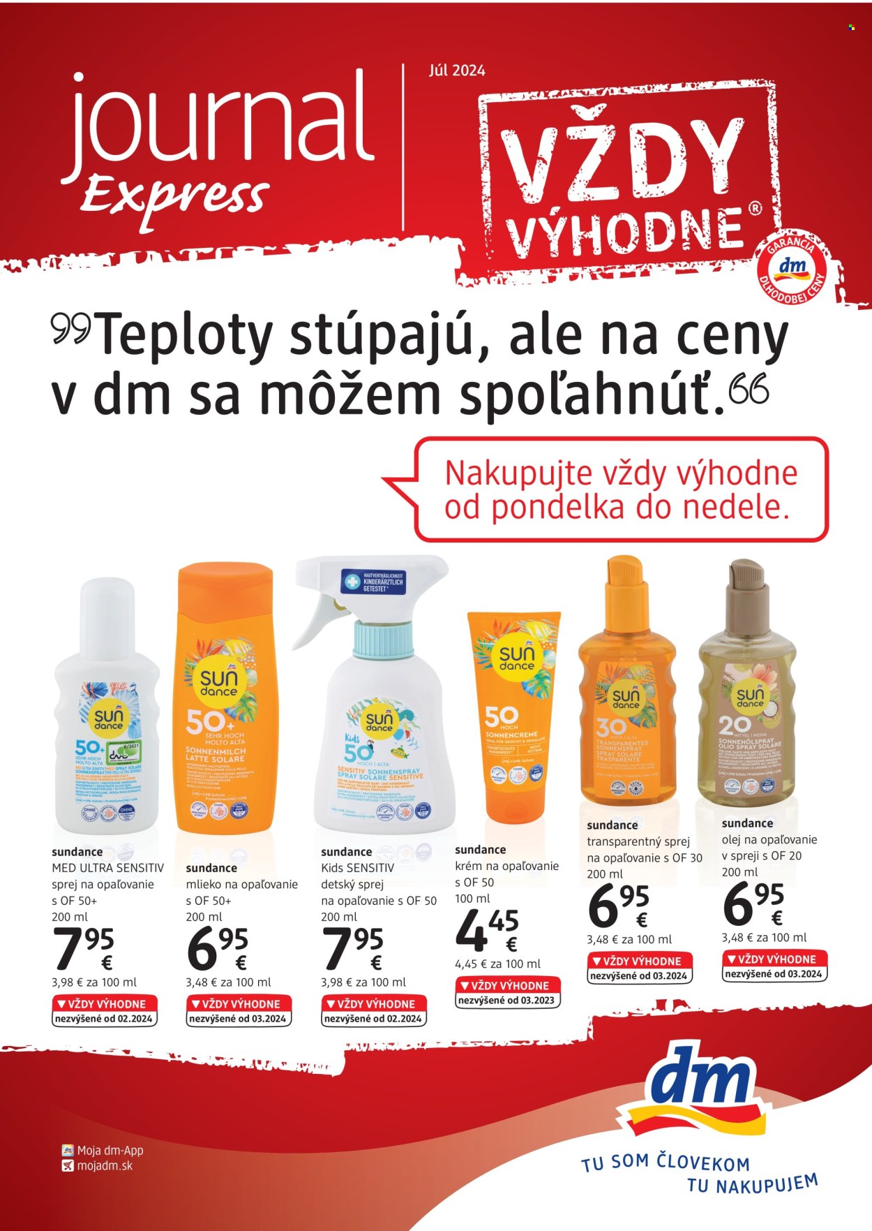 Leták dm drogerie - 1.7.2024 - 31.7.2024. Strana 1