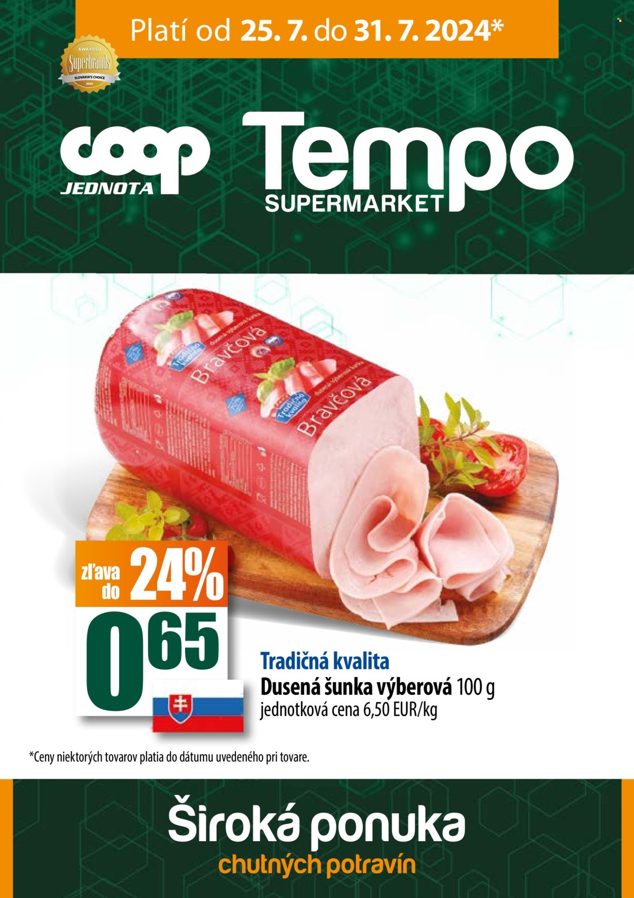 Leták COOP Jednota - 25.7.2024 - 31.7.2024. Strana 1