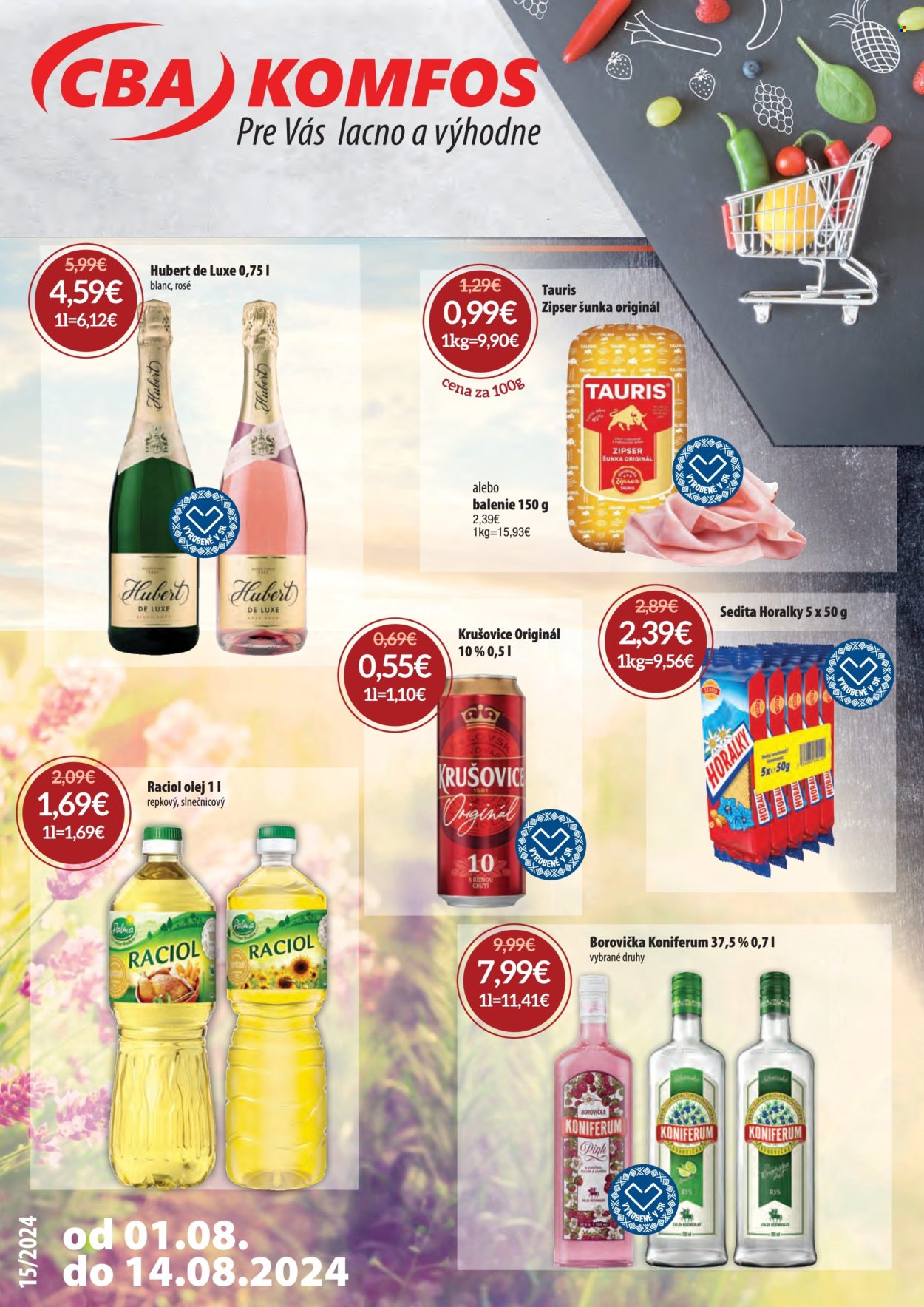Leták CBA Komfos - 1.8.2024 - 14.8.2024. Strana 1