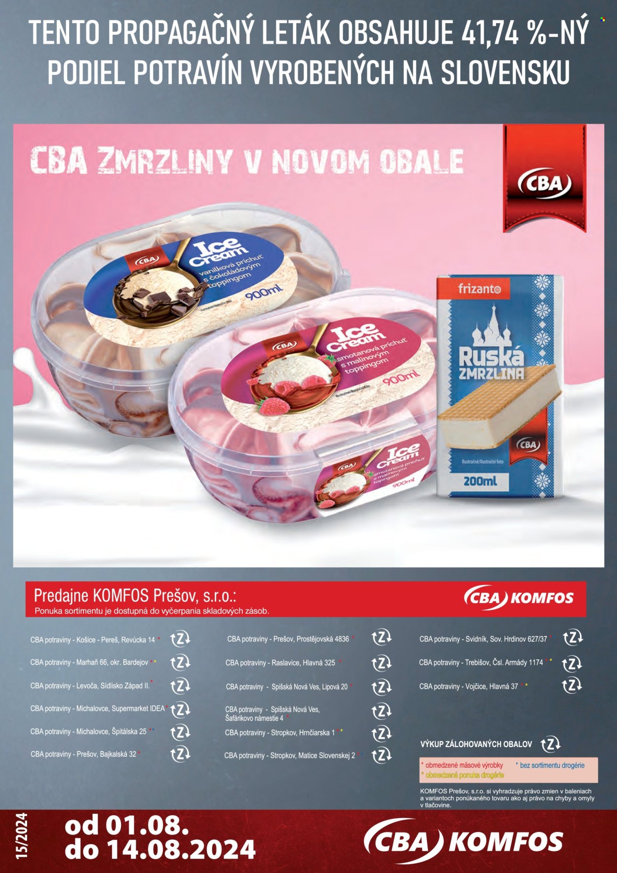 Leták CBA Komfos - 1.8.2024 - 14.8.2024. Strana 24