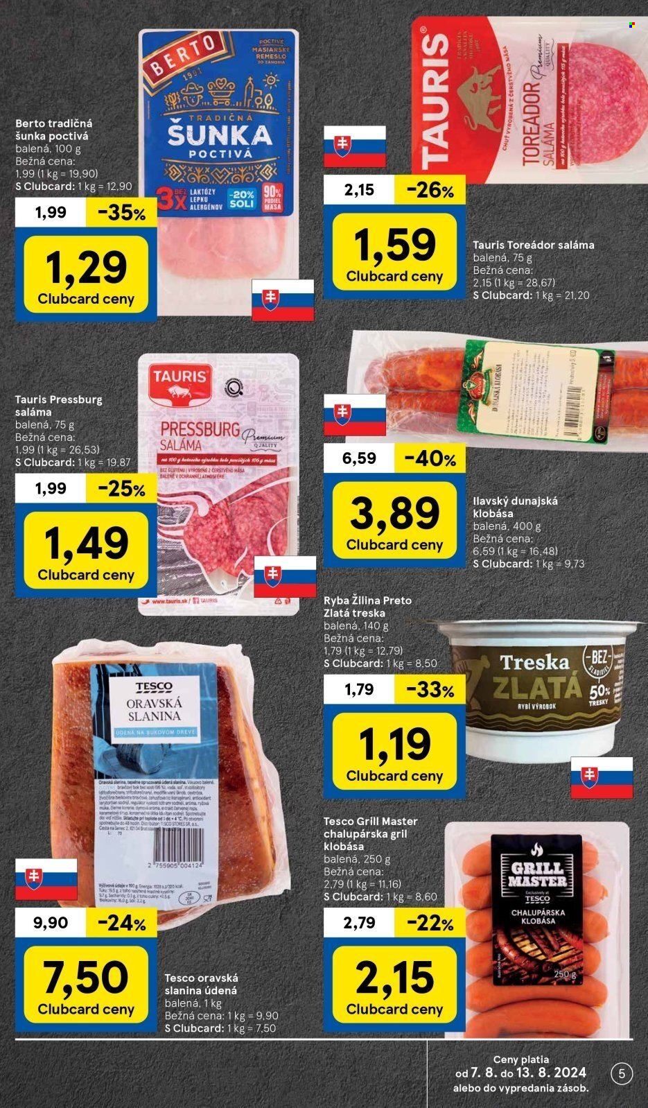 Leták TESCO supermarket - 7.8.2024 - 13.8.2024. Strana 5