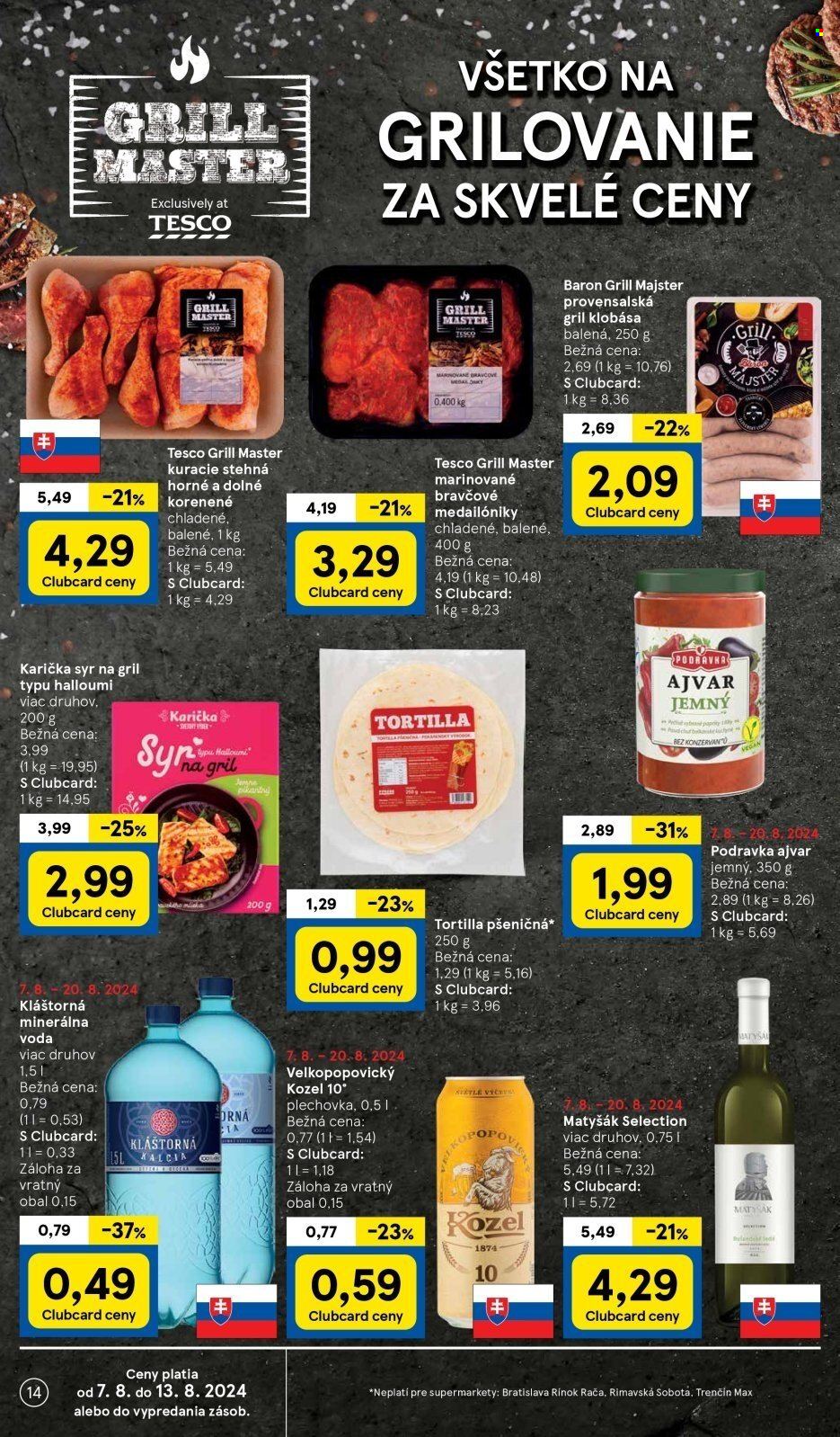 Leták TESCO supermarket - 7.8.2024 - 13.8.2024. Strana 14