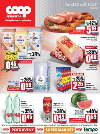 Leták COOP Jednota - 8.8.2024 - 22.8.2024.