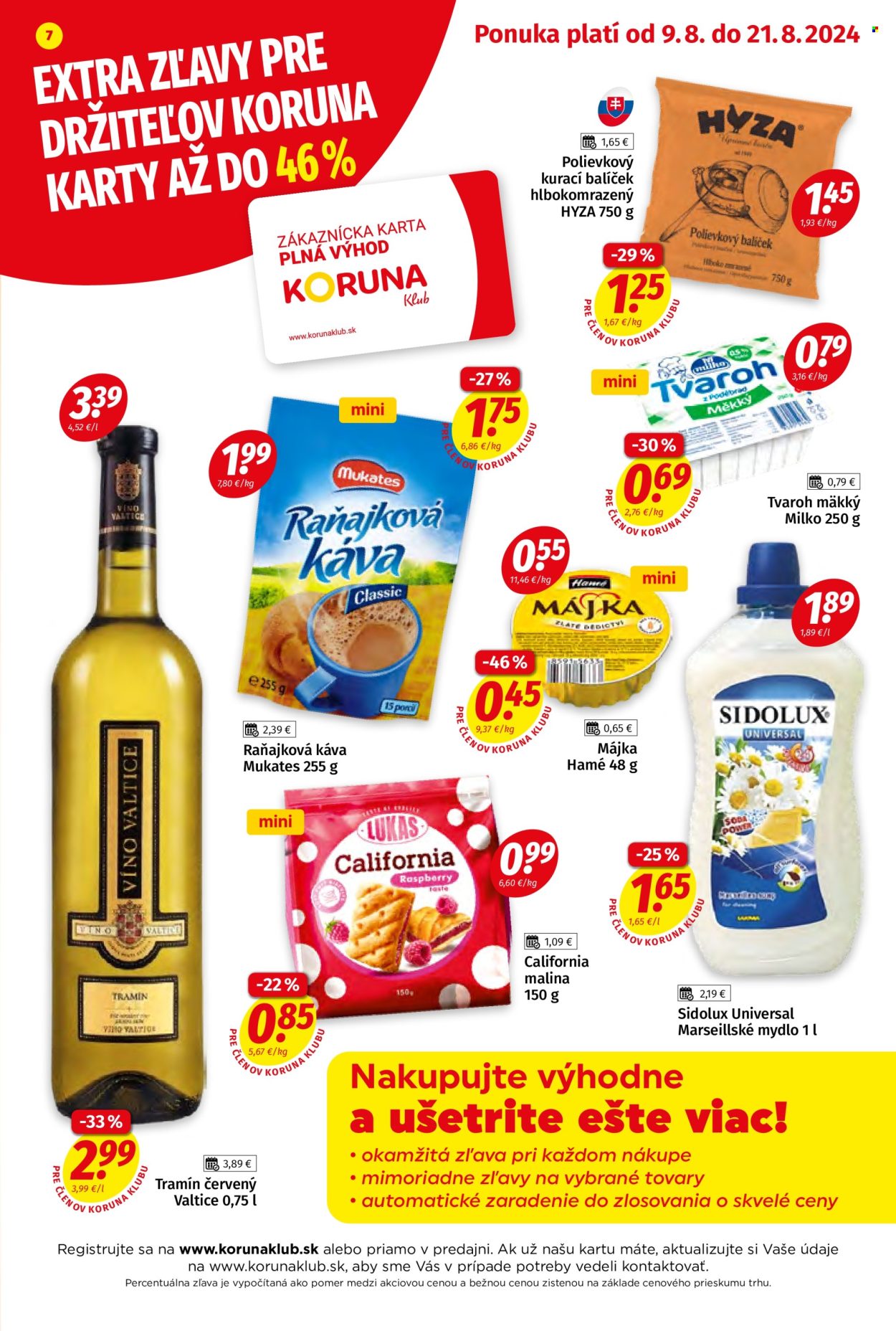Leták Potraviny KORUNA - 9.8.2024 - 21.8.2024. Strana 7