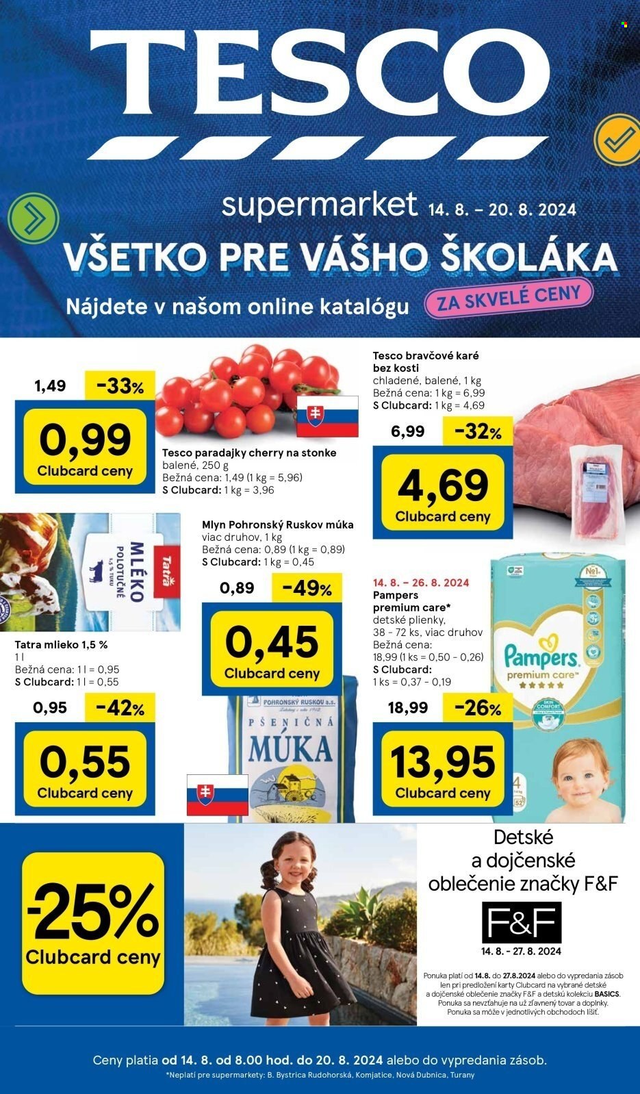 Leták TESCO supermarket - 14.8.2024 - 20.8.2024. Strana 1