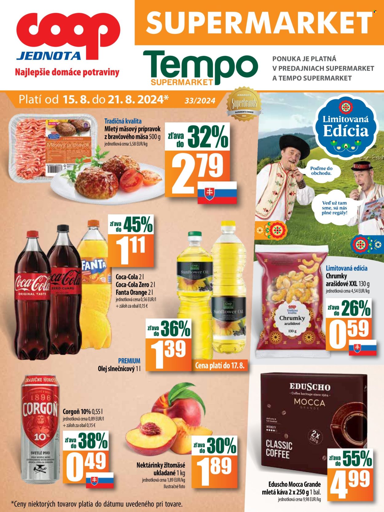 Leták COOP Jednota - 15.8.2024 - 21.8.2024. Strana 1
