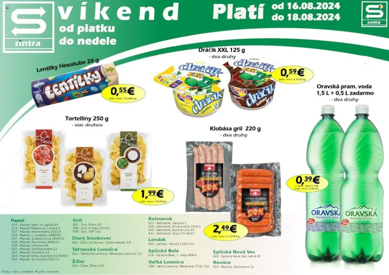 Leták Sintra - 16.8.2024 - 18.8.2024. Strana 1
